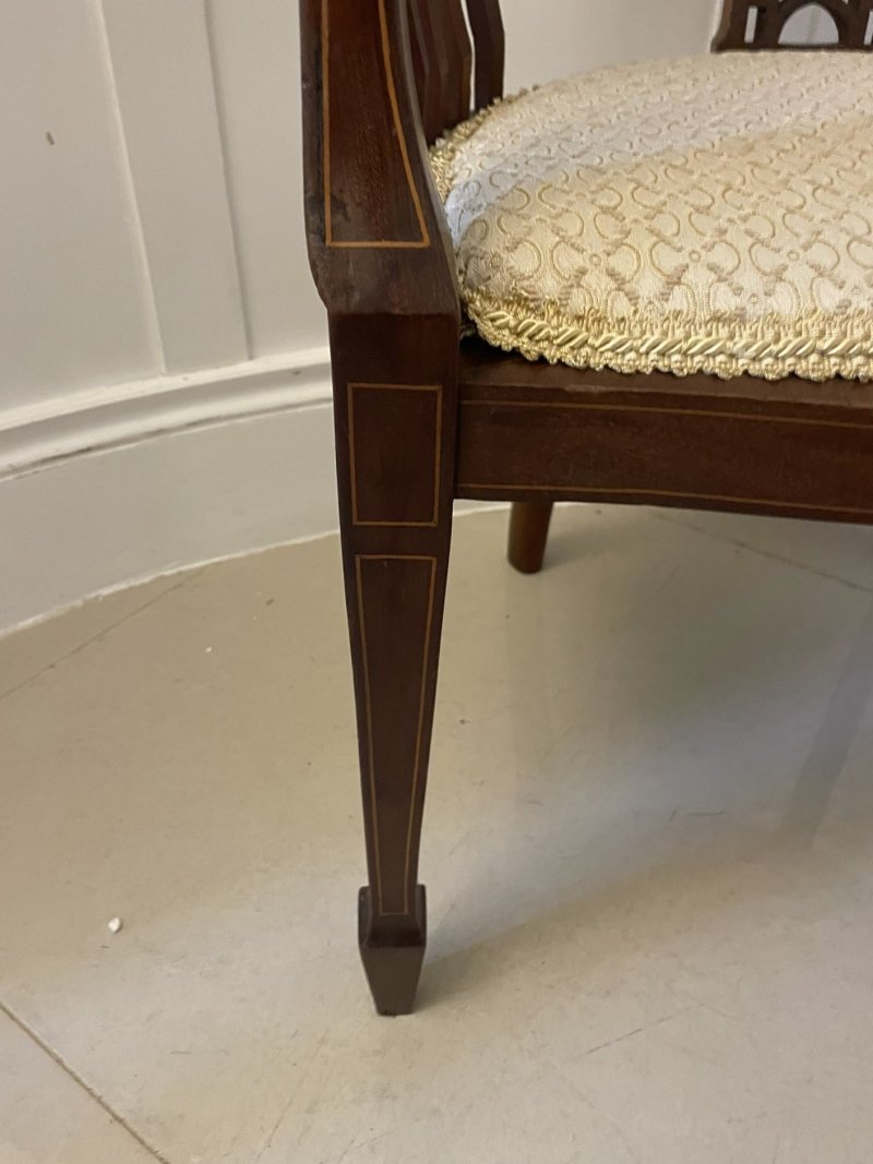 Antique Edwardian Quality Mahogany Inlaid Tub Chair - Image 7